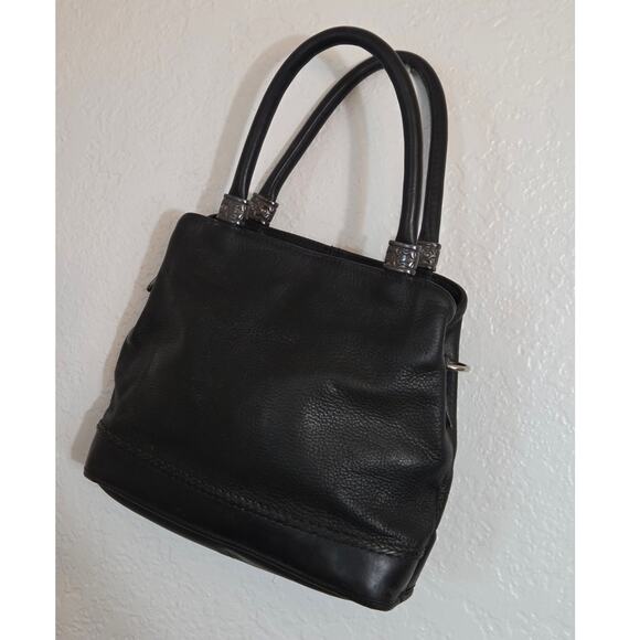 Fossil Leather Shoulder Bag Purse Handbag Black 3 Compartment‎ Lined CLEAN - Picture 5 of 14